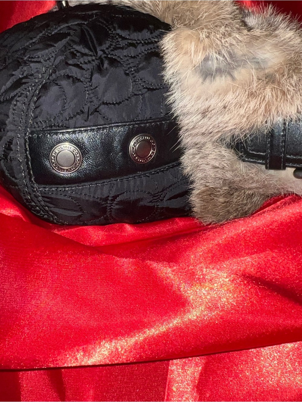 Coach Black Quilted Hobo with Natural Fur Trim - Picture 10 of 16